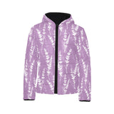 Lavender flowers purple pattern Kids' Boys' Girls' Padded Hooded Jacket