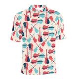 Red Blue guitar pattern Men's All Over Print Polo Shirt