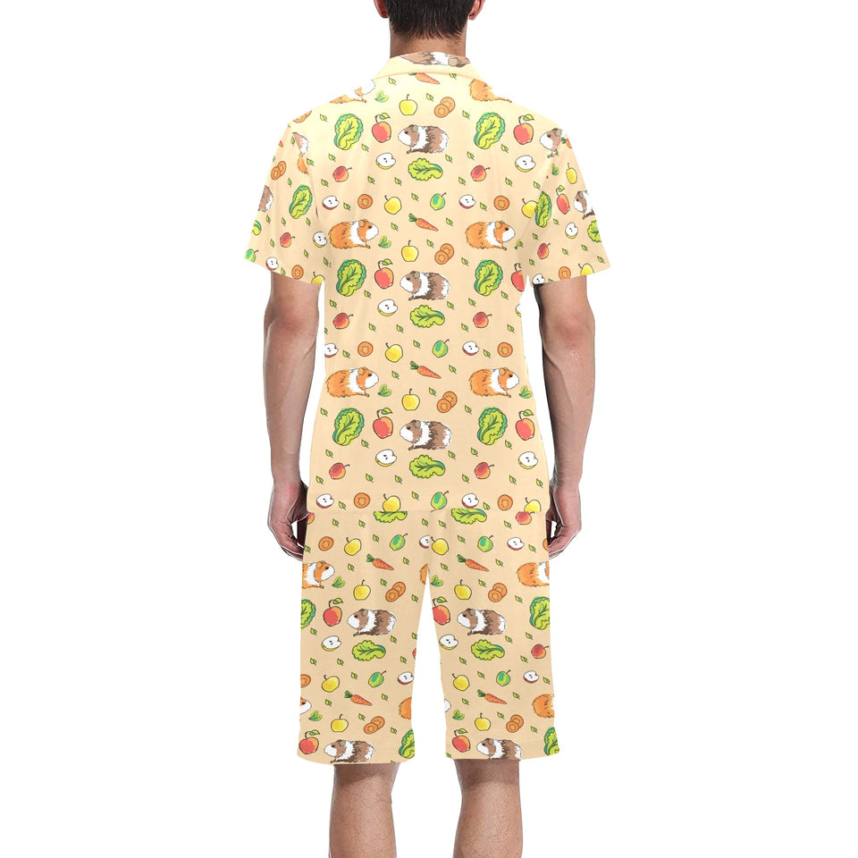 Guinea Pig Pattern Print Design 05 Men's V-Neck Short Pajama Set