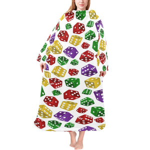 Dice Pattern Print Design 03 Blanket Robe with Sleeves