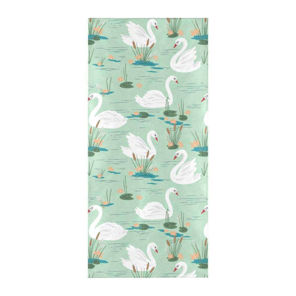 White swan lake pattern Beach Towel