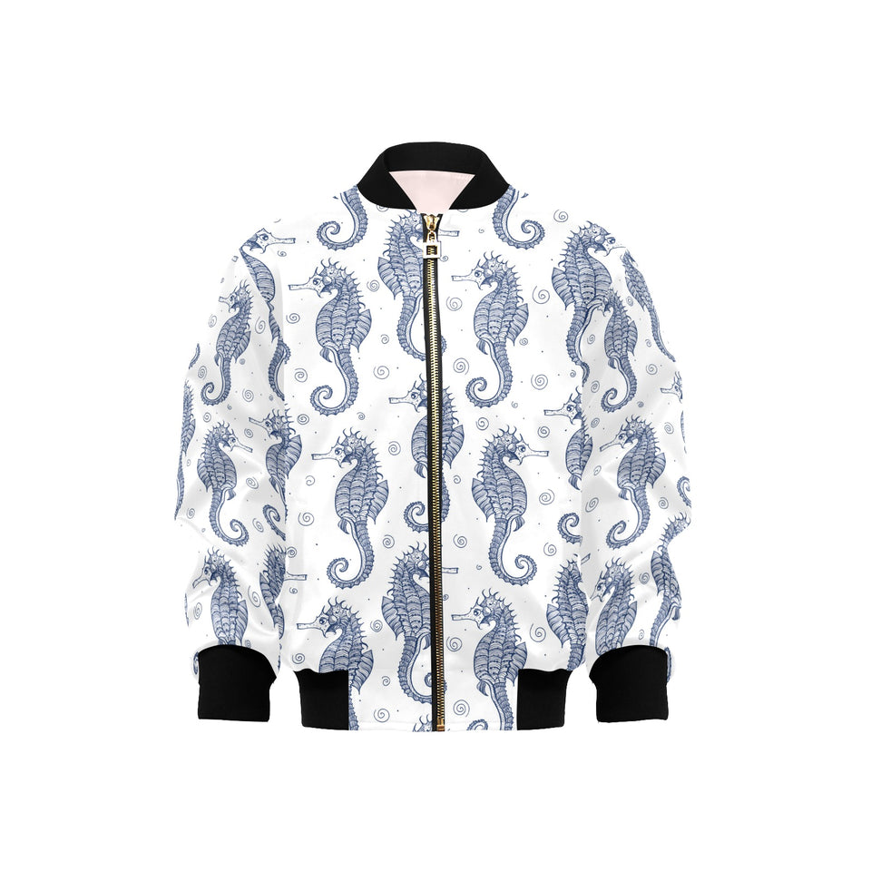 Seahorse pattern background Kids' Boys' Girls' Bomber Jacket