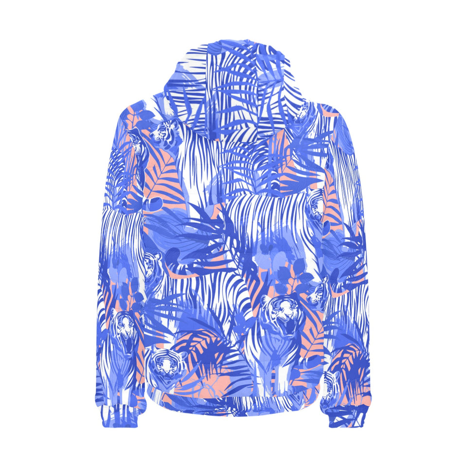 white bengal tigers pattern Men's Padded Hooded Jacket