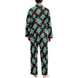 Sea turtle blue stone pattern Men's Long Pajama Set