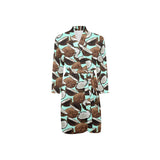 Coconut Pattern Print Design 03 Men's Long Sleeve Belted Night Robe