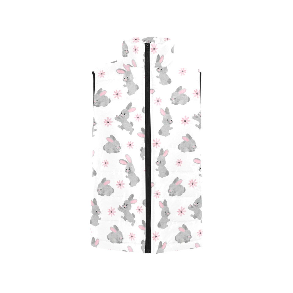 Watercolor cute rabbit pattern Women's Padded Vest