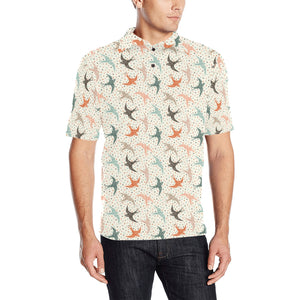 Swallow Pattern Print Design 02 Men's All Over Print Polo Shirt