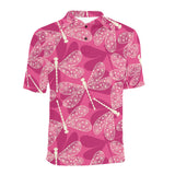 Beautiful dragonfly pink background Men's All Over Print Polo Shirt