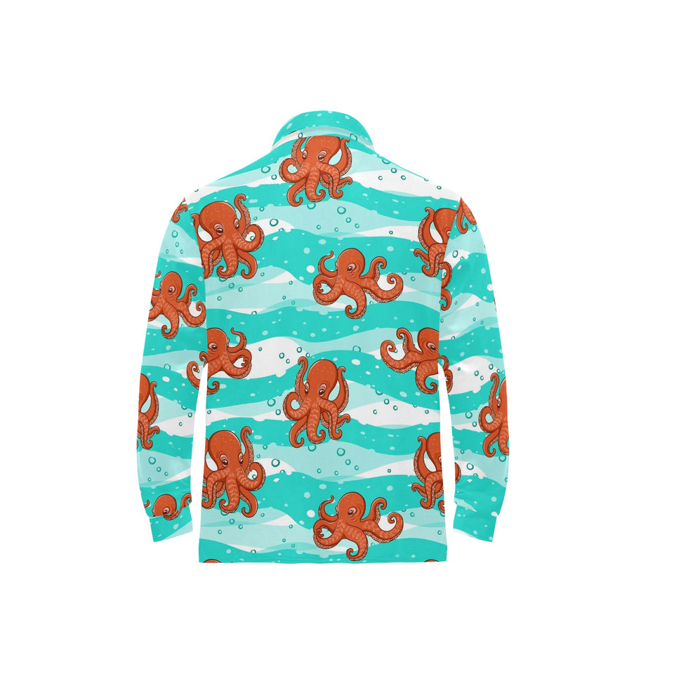 Octopuses sea wave background Men's Long Sleeve Polo Shirt