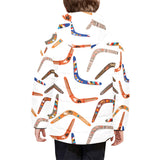 Boomerang Australian aboriginal ornament pattern Kids' Boys' Girls' Padded Hooded Jacket
