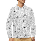 Spider web cobweb pattern Men's Long Sleeve Polo Shirt