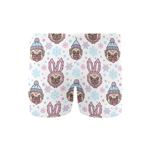 Cute pug hat rabbit costume pattern Men's Swimming Trunks