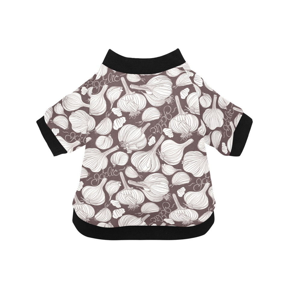 Garlic bulb dark background All Over Print Pet Dog Round Neck Fuzzy Shirt