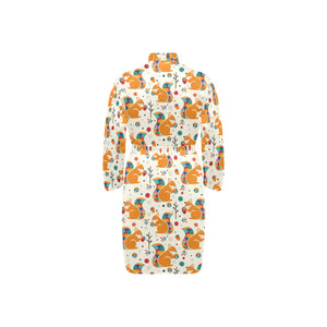 Squirrel Pattern Print Design 04 Men's Long Sleeve Belted Night Robe