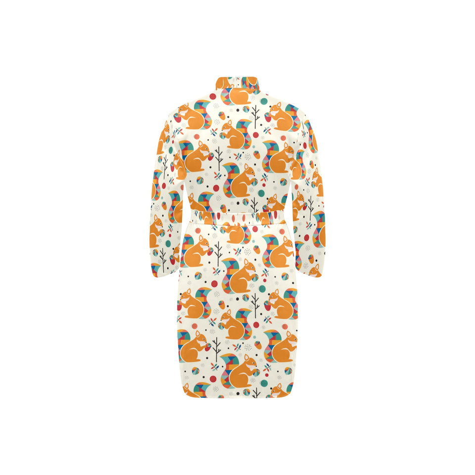 Squirrel Pattern Print Design 04 Men's Long Sleeve Belted Night Robe