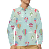 Hot Air Balloon design Pattern Men's Long Sleeve Polo Shirt