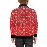 Snowflake pattern red background Kids' Boys' Girls' Bomber Jacket