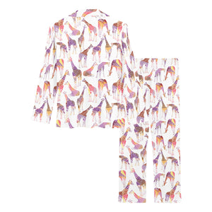 Giraffe Pattern Print Design 02 Women's Long Pajama Set