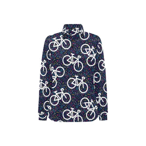 Bicycle Pattern Print Design 03 Women's Long Sleeve Polo Shirt