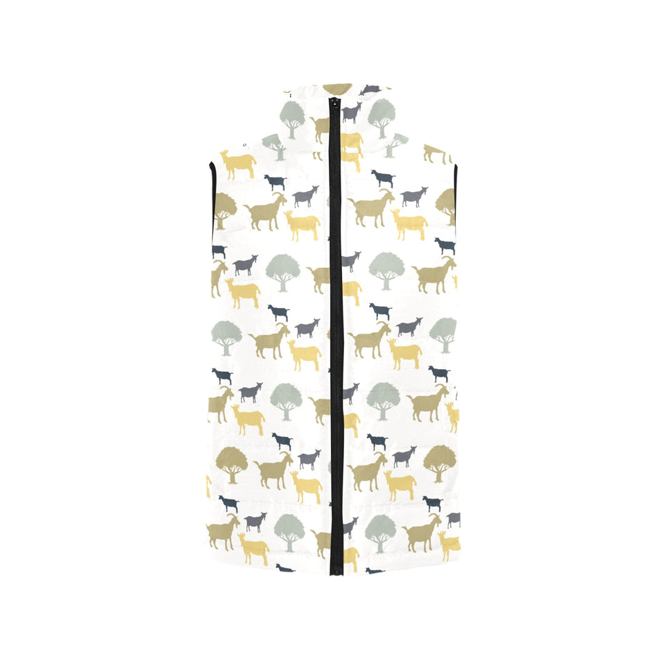 Silhouettes of goat and tree pattern Women's Padded Vest
