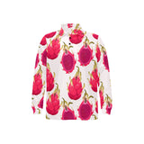 dragon fruits design pattern Men's Long Sleeve Polo Shirt