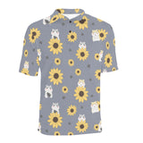 Cute hamster sunflower pattern background Men's All Over Print Polo Shirt