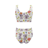 Cute koalas teapots tea Chest Bowknot High Waisted Bikini Swimsuit