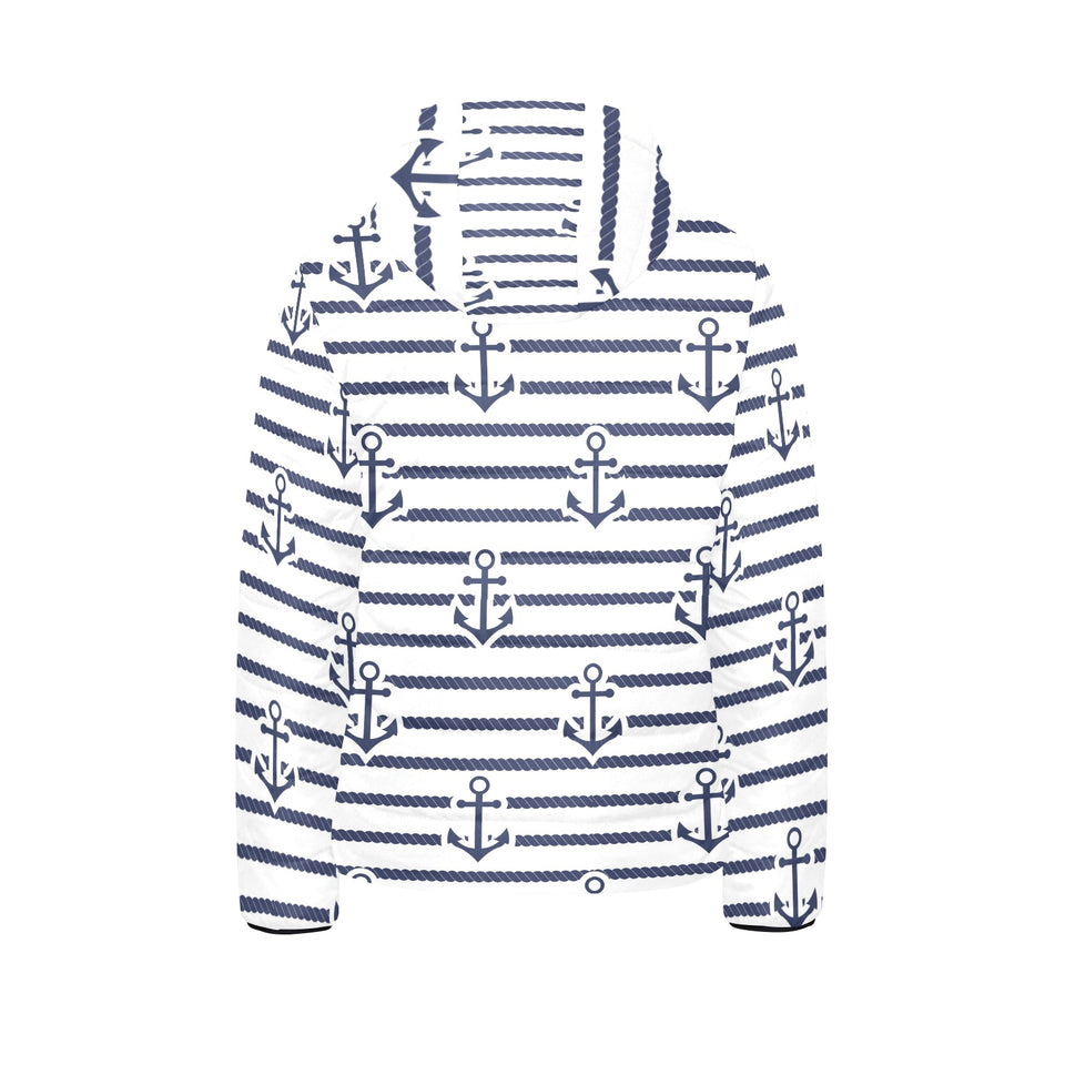 Anchor rope nautical pattern Kids' Boys' Girls' Padded Hooded Jacket