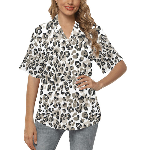 Leopard skin print pattern Women's All Over Print Hawaiian Shirt