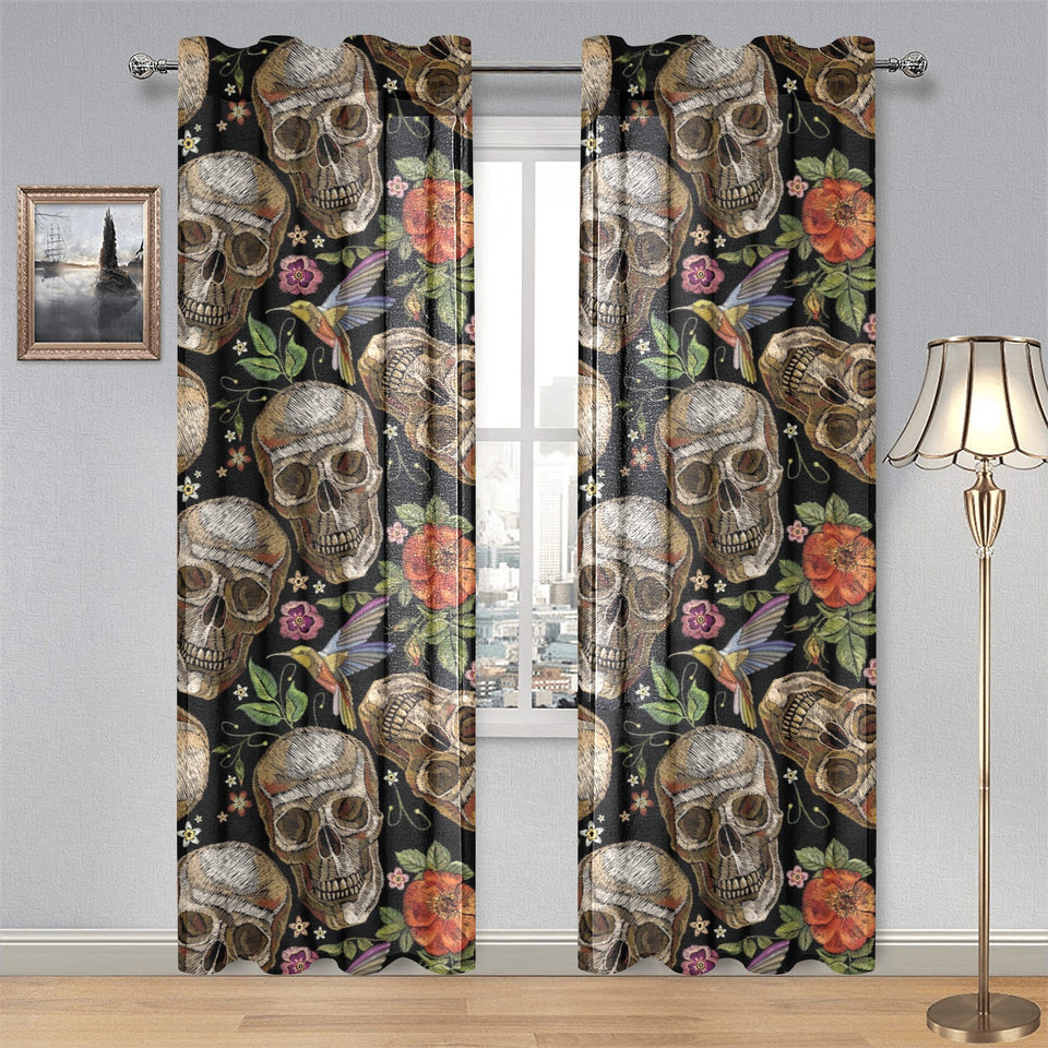Skull rose humming bird flower pattern Gauze Curtain