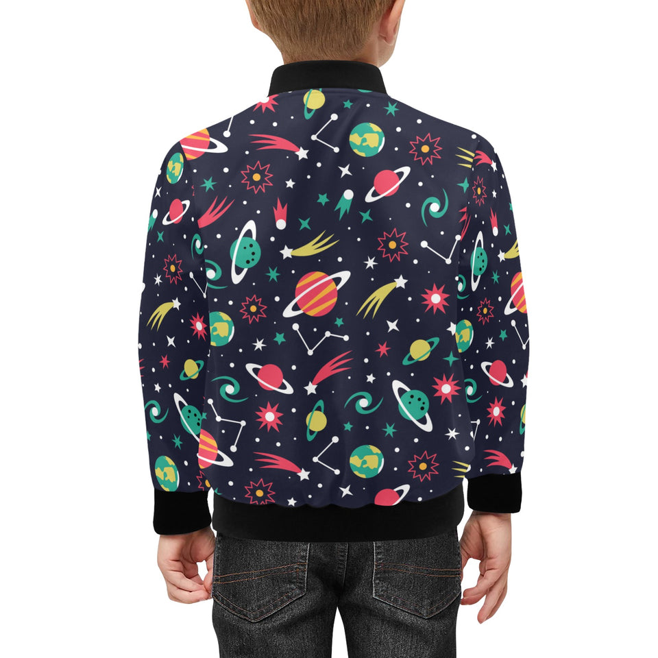 colorful space pattern planet star Kids' Boys' Girls' Bomber Jacket