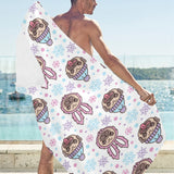 Cute pug hat rabbit costume pattern Beach Towel