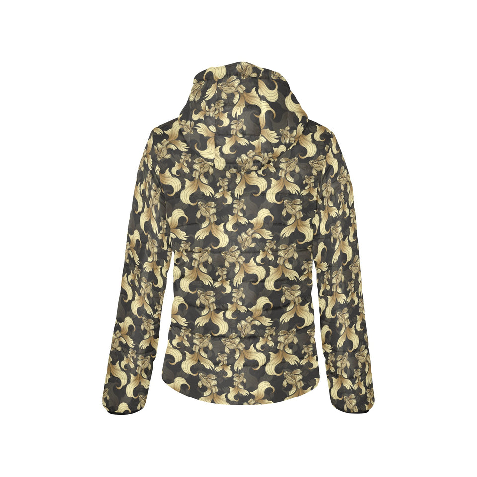 Goldfish Pattern Print Design 01 Women's Padded Hooded Jacket