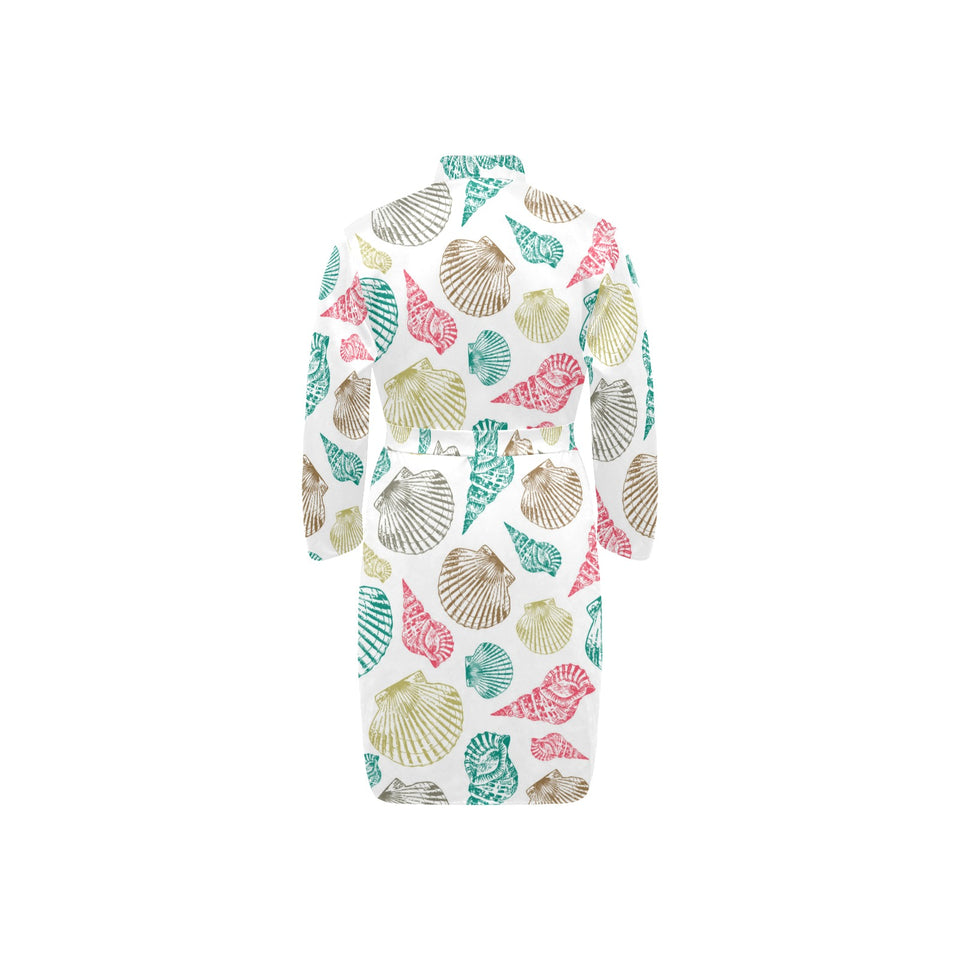 Colorful shell pattern Men's Long Sleeve Belted Night Robe