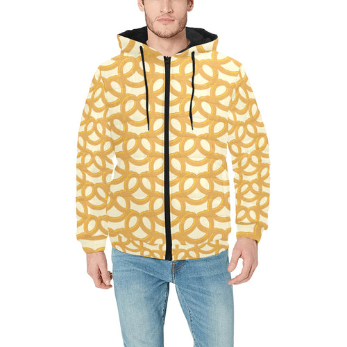 Pretzels Pattern Print Design 01 Men's Padded Hooded Jacket