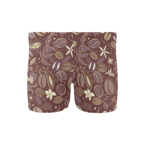 Coffee bean flower pattern Men's Swimming Trunks