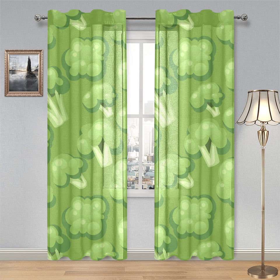 Broccoli pattern green background Gauze Curtain