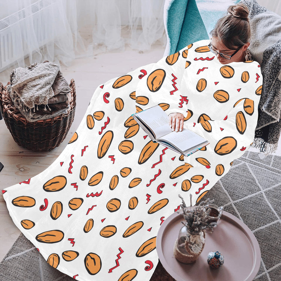 peanuts pattern background Blanket Robe with Sleeves