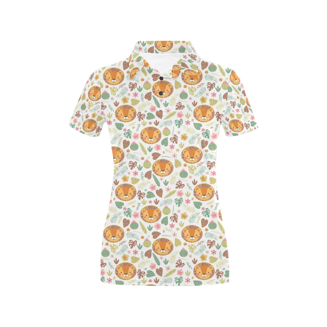 Lion Pattern Print Design 04 Women's All Over Print Polo Shirt