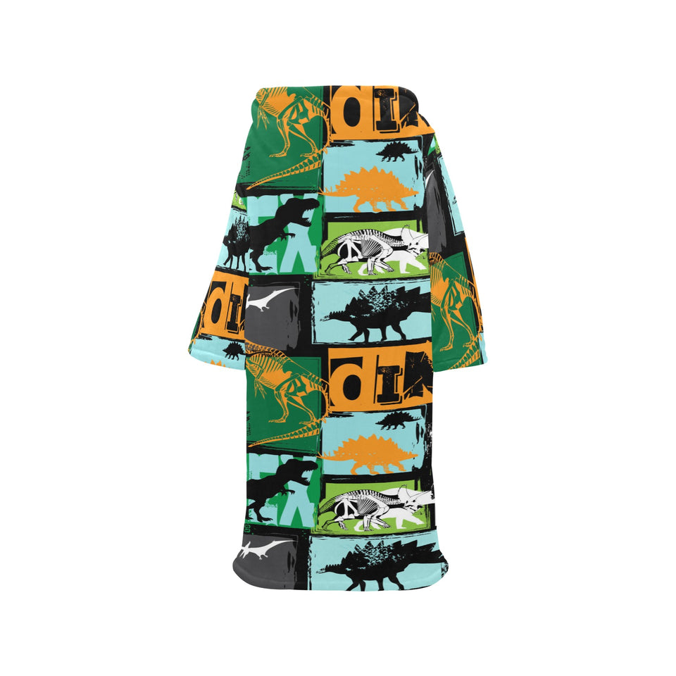 dinosaurs print pattern Blanket Robe with Sleeves