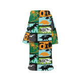 dinosaurs print pattern Blanket Robe with Sleeves
