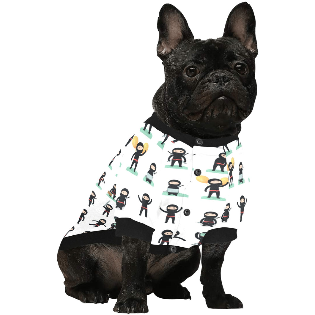 Cute ninja katana sword pattern All Over Print Pet Dog Round Neck Fuzzy Shirt