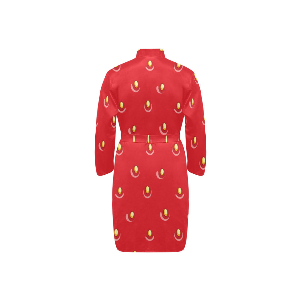 strawberry texture skin pattern Men's Long Sleeve Belted Night Robe
