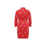 strawberry texture skin pattern Men's Long Sleeve Belted Night Robe