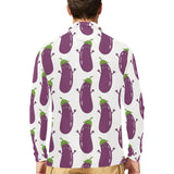 Eggplant Pattern Print Design 01 Men's Long Sleeve Polo Shirt