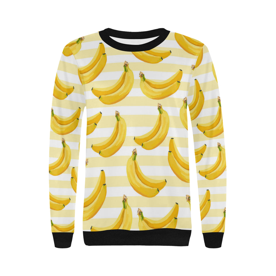 Banana pattern blackground Women's Crew Neck Sweatshirt