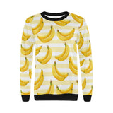 Banana pattern blackground Women's Crew Neck Sweatshirt