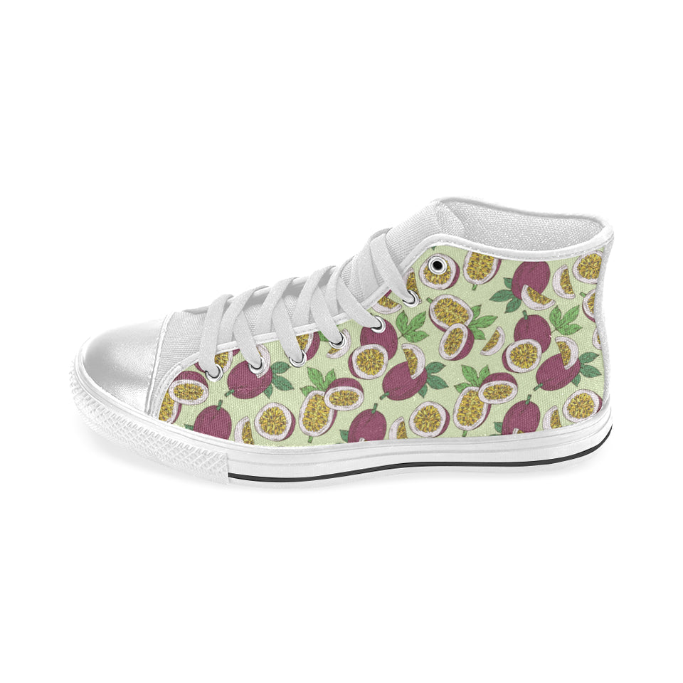 Paassion fruit pattern Women's High Top Canvas Shoes White
