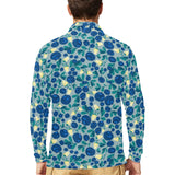 blueberry design pattern Men's Long Sleeve Polo Shirt