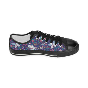 Colorful butterfly flower pattern.eps Kids' Boys' Girls' Low Top Canvas Shoes Black